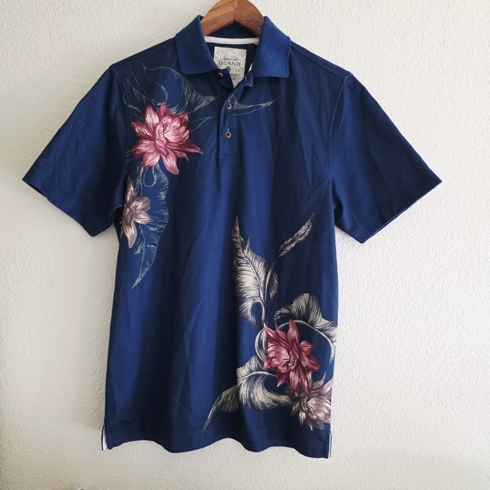Tasso Elba Polo Shirt Tropical Island Men’s S